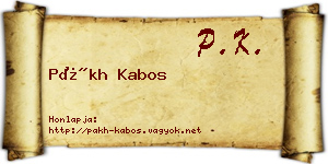 Pákh Kabos névjegykártya
